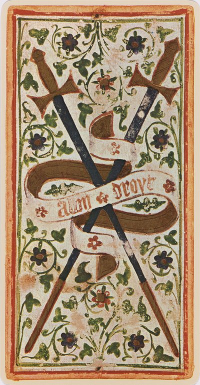 El Dos de Espadas, facsímil de una carta del tarot del mazo 